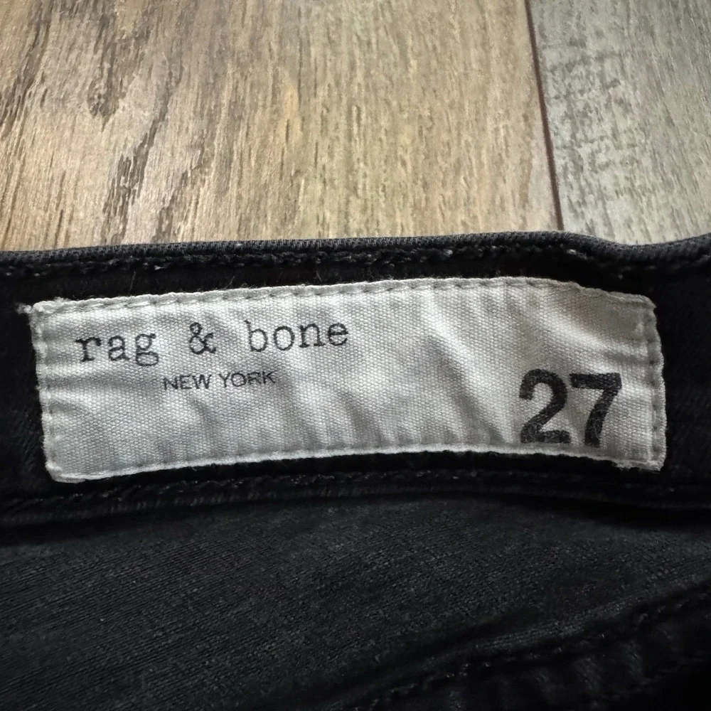 Rag & Bone Skinny Jeans Black Edgy Moto Zip High Rise Size 27 Grunge Emo Biker
